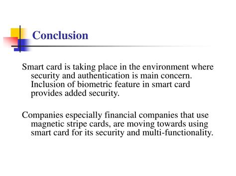 smart card conclusion|VI. CONCLUSION .